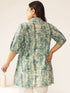 Plus Size Aqua Pure Cotton Tie & Dye A-line Tunic